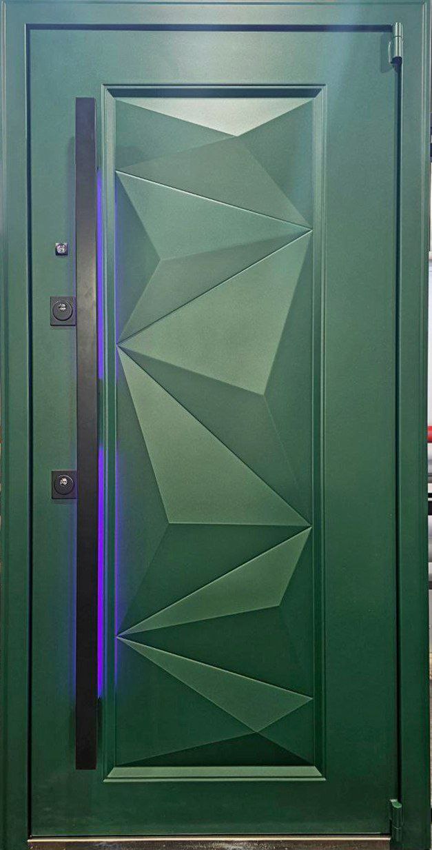 Нестандартная уличная дверь в стиле «high-tech» 3D давление
